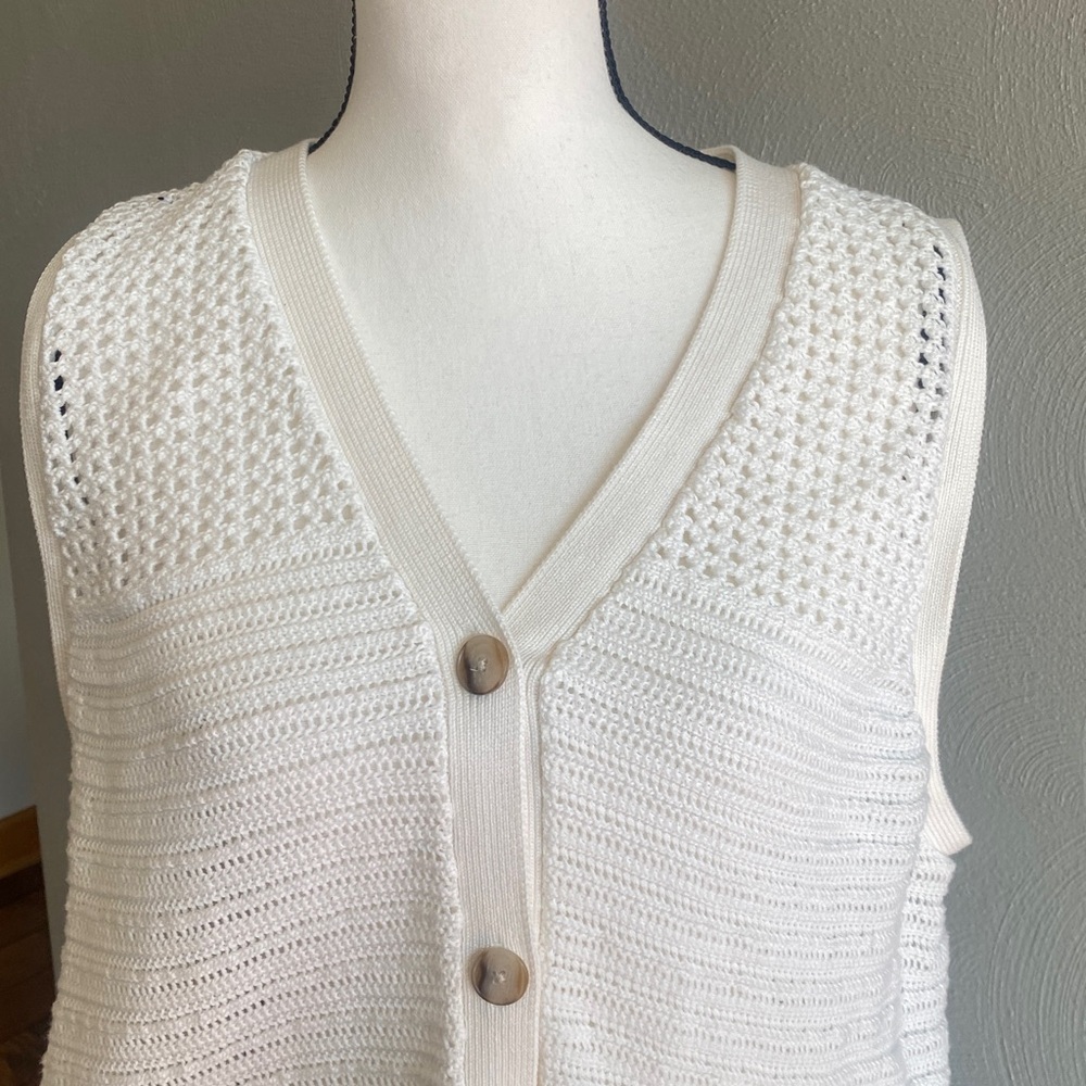 Banana Republic Women's Janie Knit Cotton Sweater Vest Button Size XXL - Picture 4 of 8